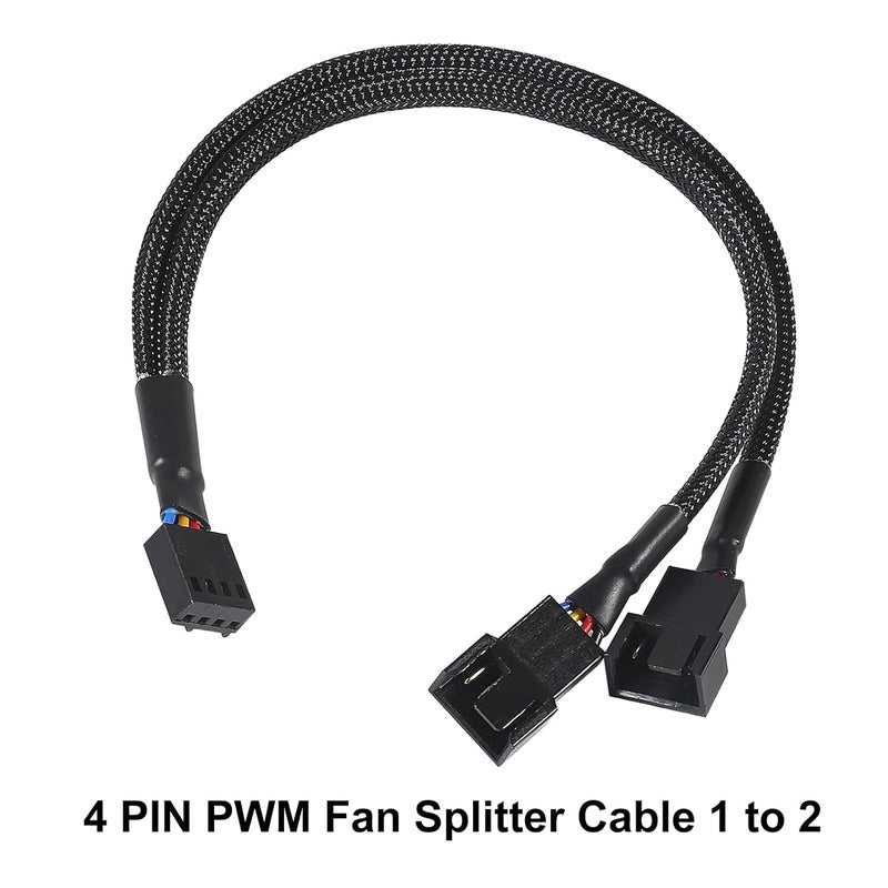 ACEIRMC 4pcs 4 Pin PWM Fan Splitter Cable 1 to 2 Converter, Computer PC PWM Fan Splitter Cable for Computer ATX Case 4-Pin/3-Pin Cooling (1 to 2) - Image 3